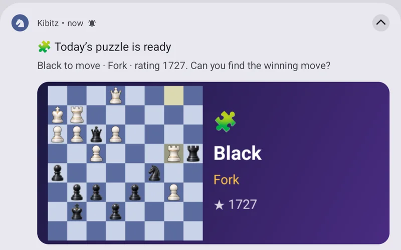 Daily puzzle notification showing the position